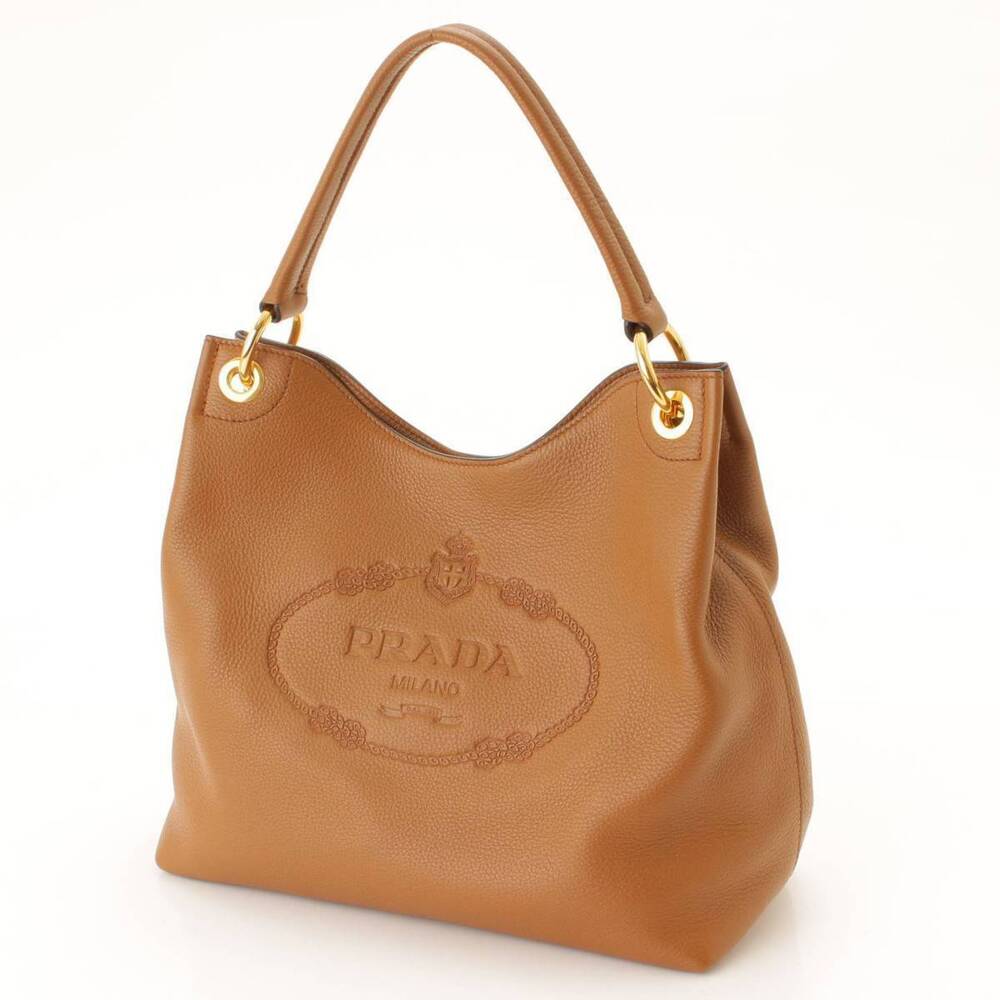 Prada Hobo Brown VITELLO Shoulder Bag PHENIX Leather One